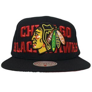 Chicago Blackhawks‎ Mitchell & Ness NHL Snapback Hat Cap 3D Logo Word Logo NWT